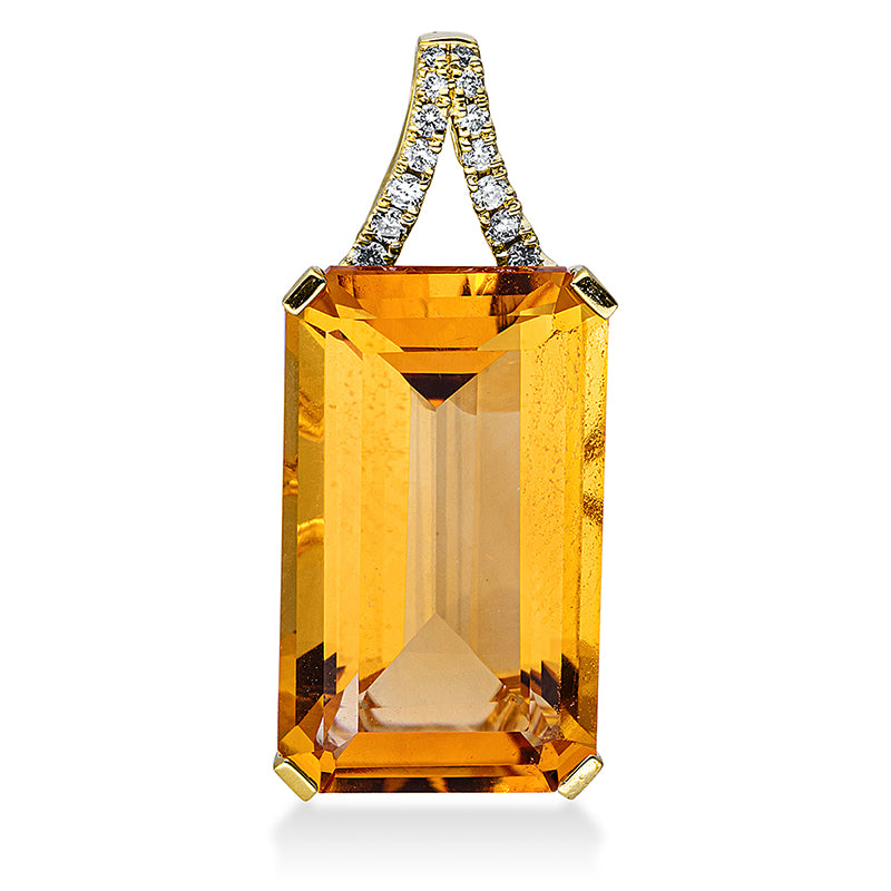 Anhänger mit Citrin  aus 750/-18 Karat Gelbgold mit 14 Diamanten 0