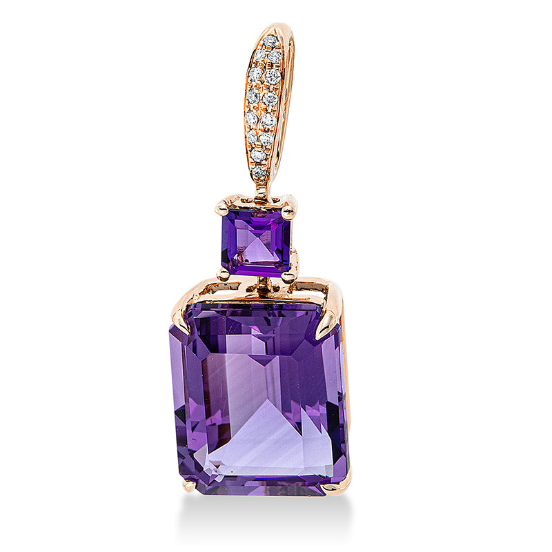 Anhänger mit Amethyst  aus 750/-18 Karat Rotgold mit 13 Diamanten 0