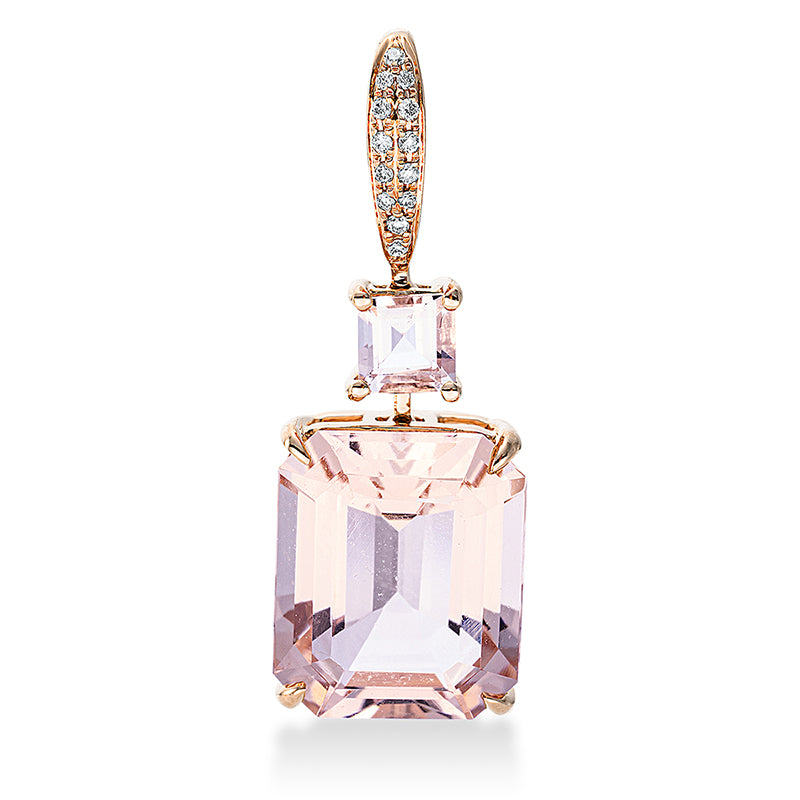 Anhänger mit Morganit  aus 750/-18 Karat Rotgold mit 13 Diamanten 0