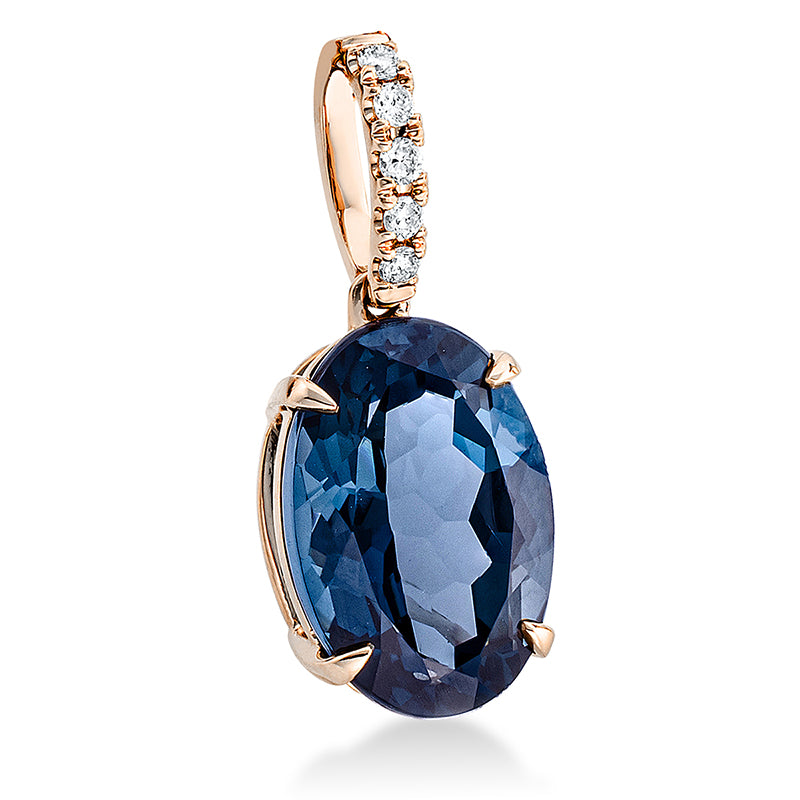 Anhänger mit Topas  aus 750/-18 Karat Rotgold mit 5 Diamanten 0