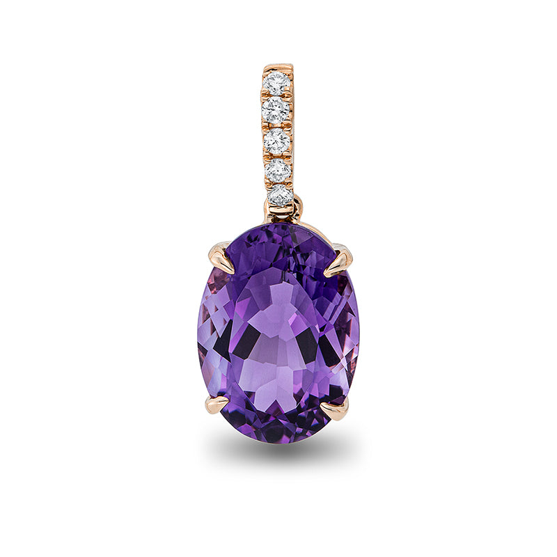 Anhänger mit Amethyst  aus 750/-18 Karat Rotgold mit 5 Diamanten 0