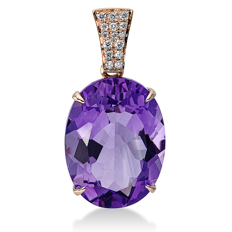 Anhänger mit Amethyst  aus 750/-18 Karat Rotgold mit 15 Diamanten 0