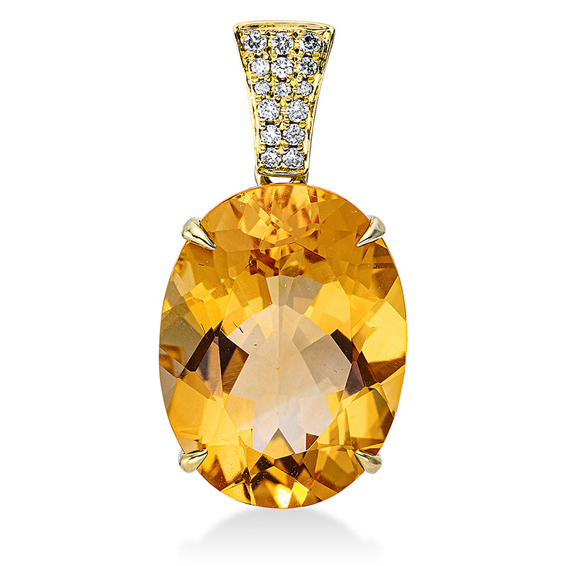 Anhänger mit Citrin  aus 750/-18 Karat Gelbgold mit 15 Diamanten 0