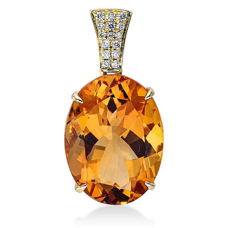 Anhänger mit Citrin  aus 750/-18 Karat Gelbgold mit 15 Diamanten 0