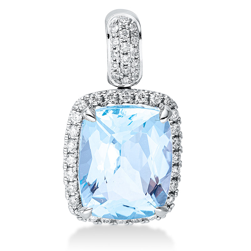 Anhänger mit Topas  aus 750/-18 Karat Weißgold mit 44 Diamanten 0