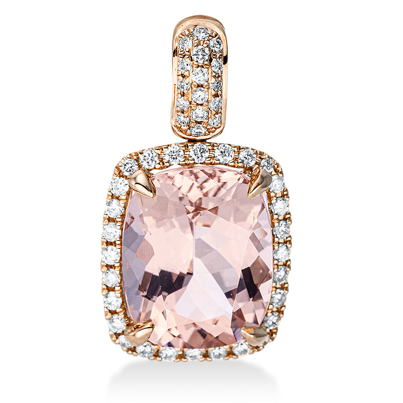 Anhänger mit Morganit  aus 750/-18 Karat Rotgold mit 44 Diamanten 0