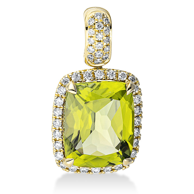 Anhänger mit Peridot  aus 750/-18 Karat Gelbgold mit 44 Diamanten 0
