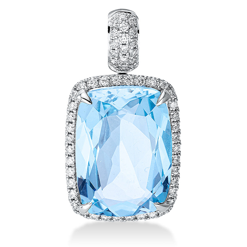 Anhänger mit Topas  aus 750/-18 Karat Weißgold mit 54 Diamanten 0
