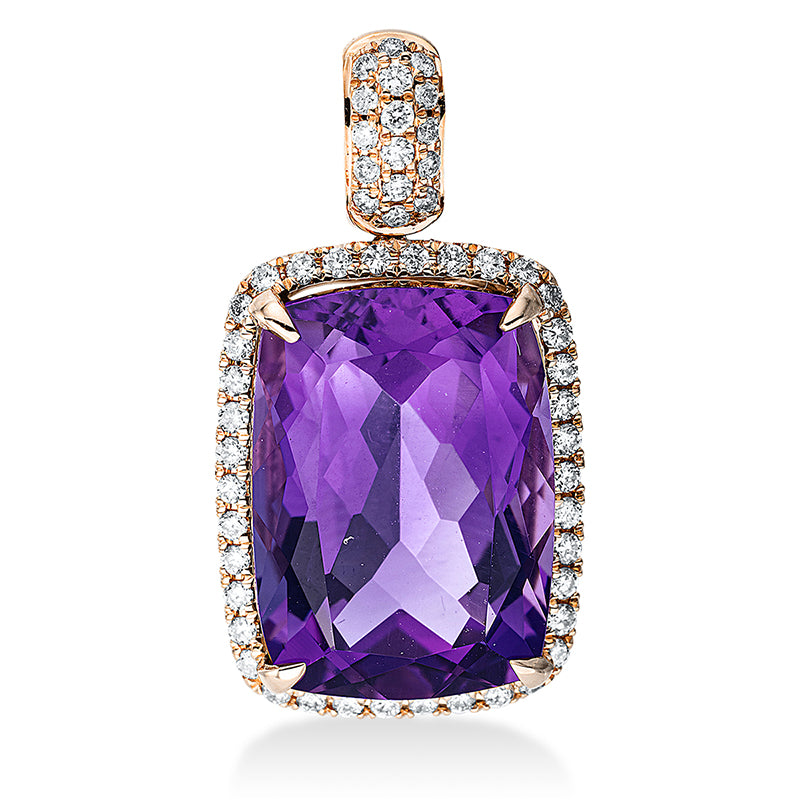Anhänger mit Amethyst  aus 750/-18 Karat Rotgold mit 54 Diamanten 0