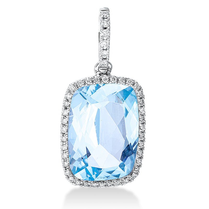 Anhänger mit Topas  aus 750/-18 Karat Weißgold mit 44 Diamanten 0