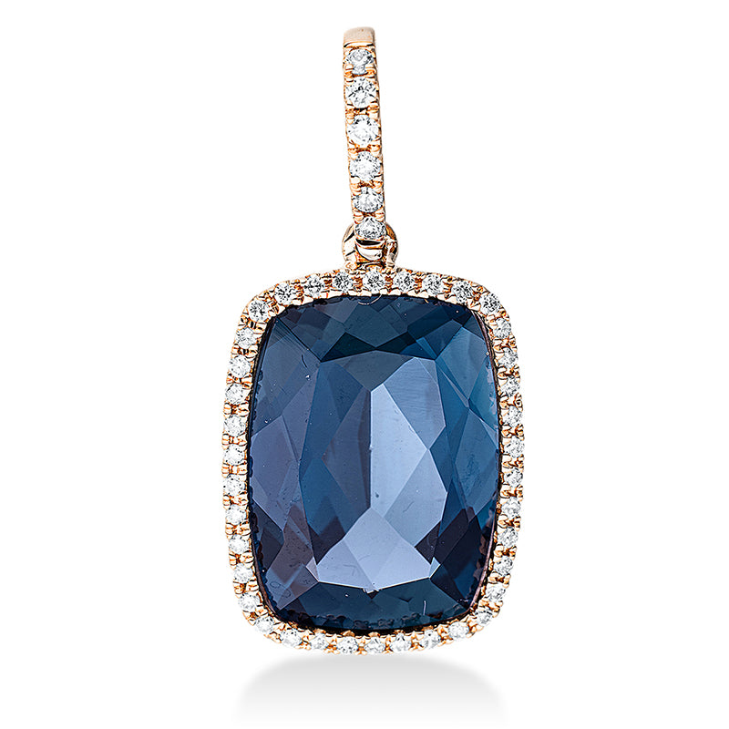Anhänger mit Topas  aus 750/-18 Karat Rotgold mit 44 Diamanten 0