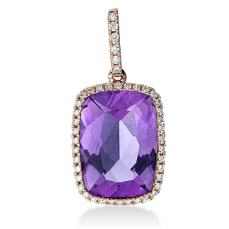 Anhänger mit Amethyst  aus 750/-18 Karat Rotgold mit 44 Diamanten 0