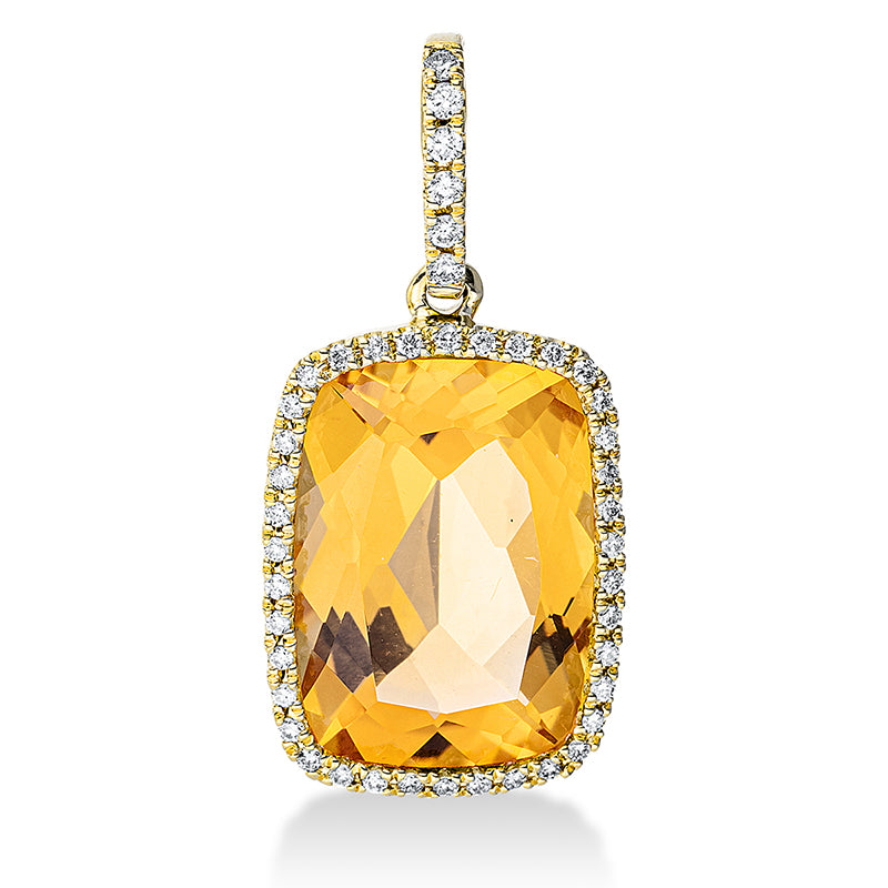 Anhänger mit Citrin  aus 750/-18 Karat Gelbgold mit 44 Diamanten 0