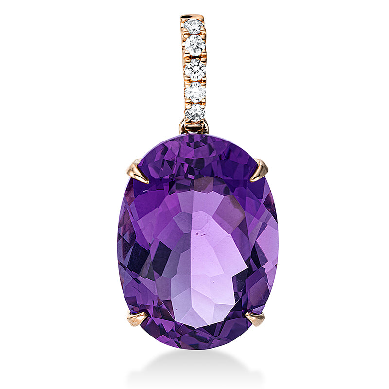 Anhänger mit Amethyst  aus 750/-18 Karat Rotgold mit 5 Diamanten 0