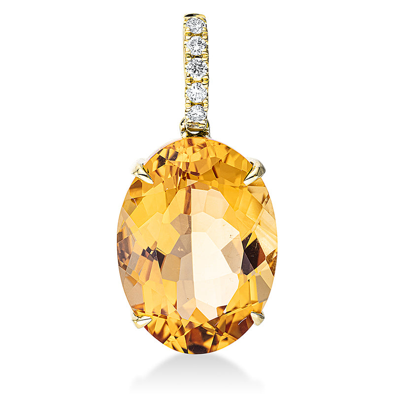 Anhänger mit Citrin  aus 750/-18 Karat Gelbgold mit 5 Diamanten 0