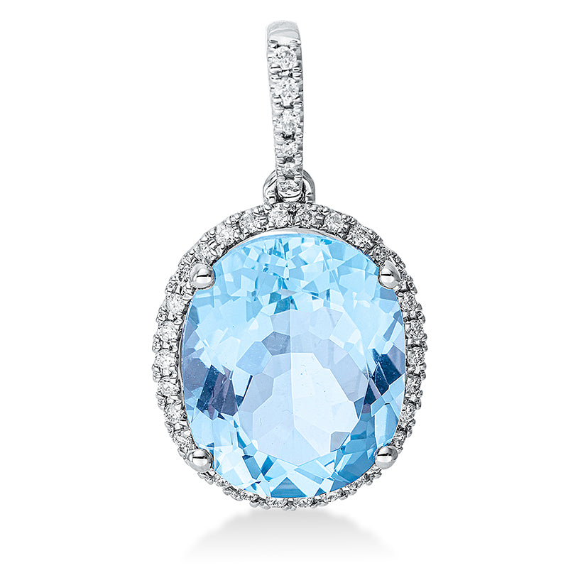 Anhänger mit Topas  aus 750/-18 Karat Weißgold mit 36 Diamanten 0