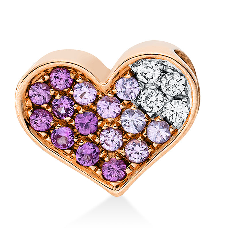 Anhänger mit Saphir  aus 750/-18 Karat Rotgold / Weißgold mit 4 Diamanten 0