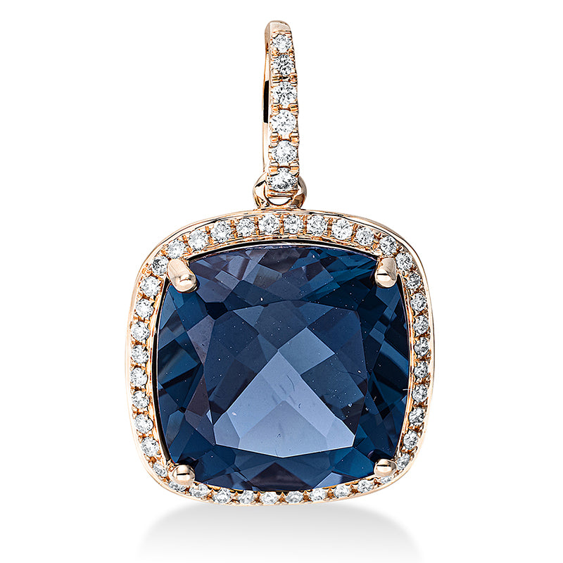 Anhänger mit Topas  aus 750/-18 Karat Rotgold mit 46 Diamanten 0