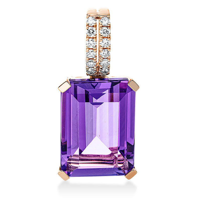 Anhänger mit Amethyst  aus 750/-18 Karat Rotgold mit 12 Diamanten 0