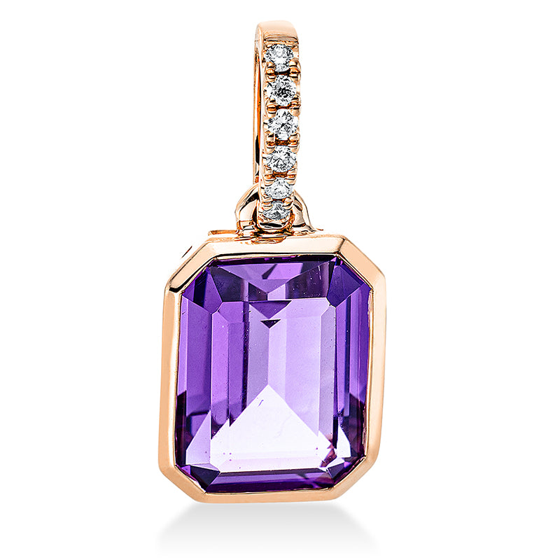 Anhänger mit Amethyst  aus 750/-18 Karat Rotgold mit 6 Diamanten 0