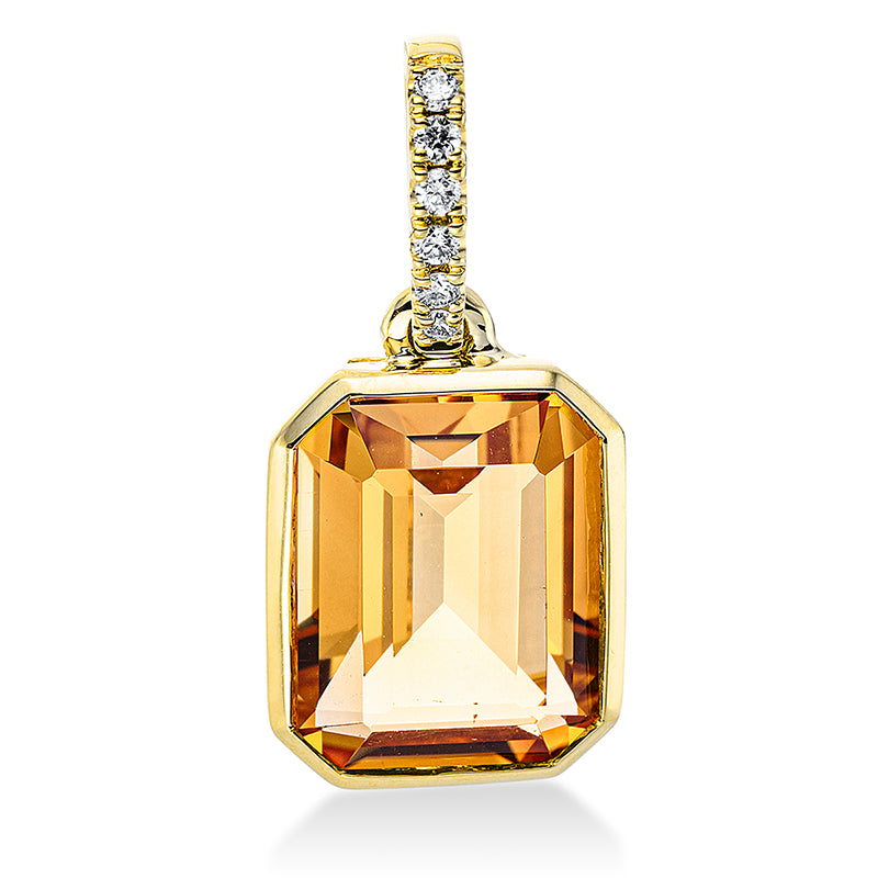 Anhänger mit Citrin  aus 750/-18 Karat Gelbgold mit 6 Diamanten 0
