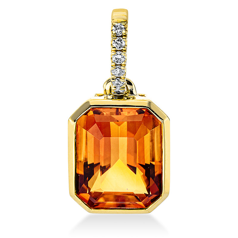 Anhänger mit Citrin  aus 750/-18 Karat Gelbgold mit 6 Diamanten 0
