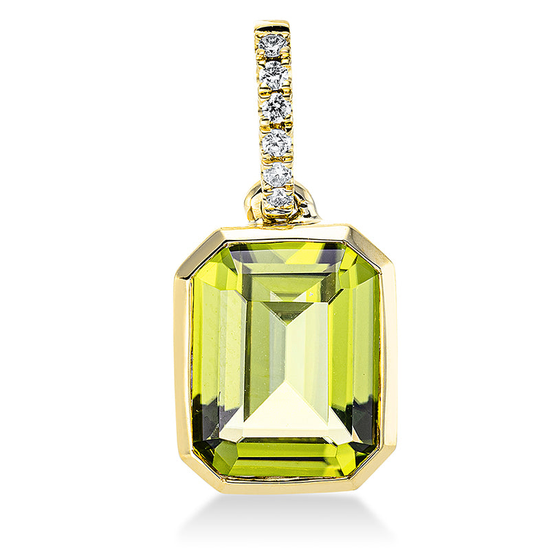 Anhänger mit Peridot  aus 750/-18 Karat Gelbgold mit 6 Diamanten 0