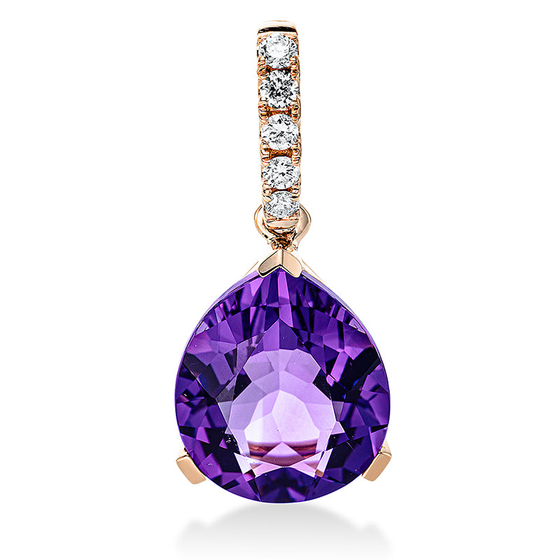Anhänger mit Amethyst  aus 750/-18 Karat Rotgold mit 5 Diamanten 0