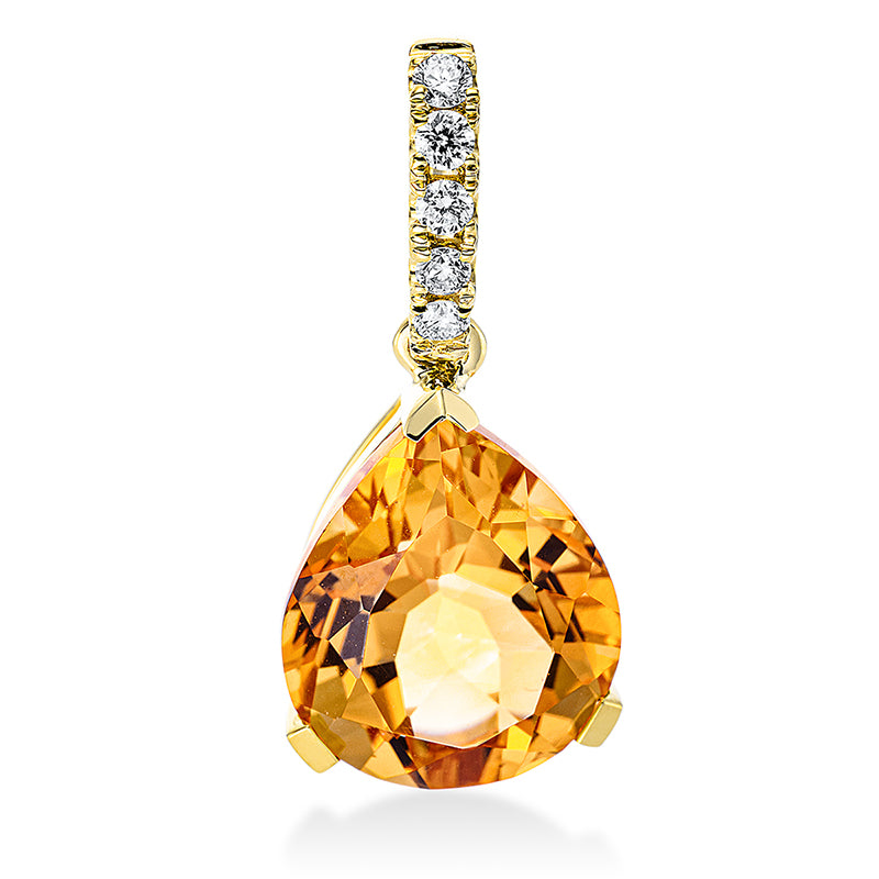 Anhänger mit Citrin  aus 750/-18 Karat Gelbgold mit 5 Diamanten 0