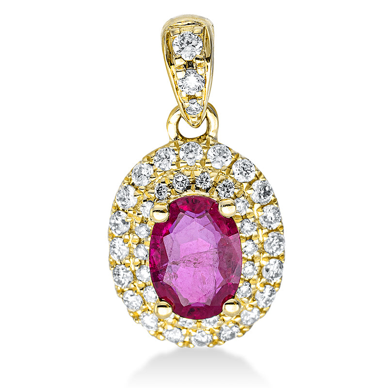 Anhänger mit Rubin  aus 750/-18 Karat Gelbgold mit 41 Diamanten 0