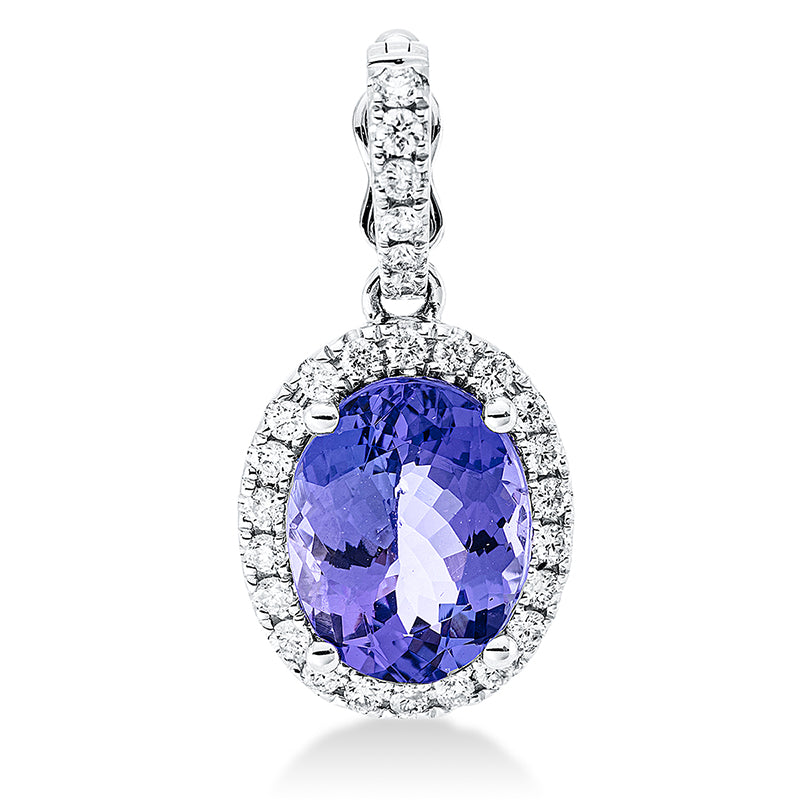 Anhänger mit Tansanit  aus 750/-18 Karat Weißgold mit 28 Diamanten 0