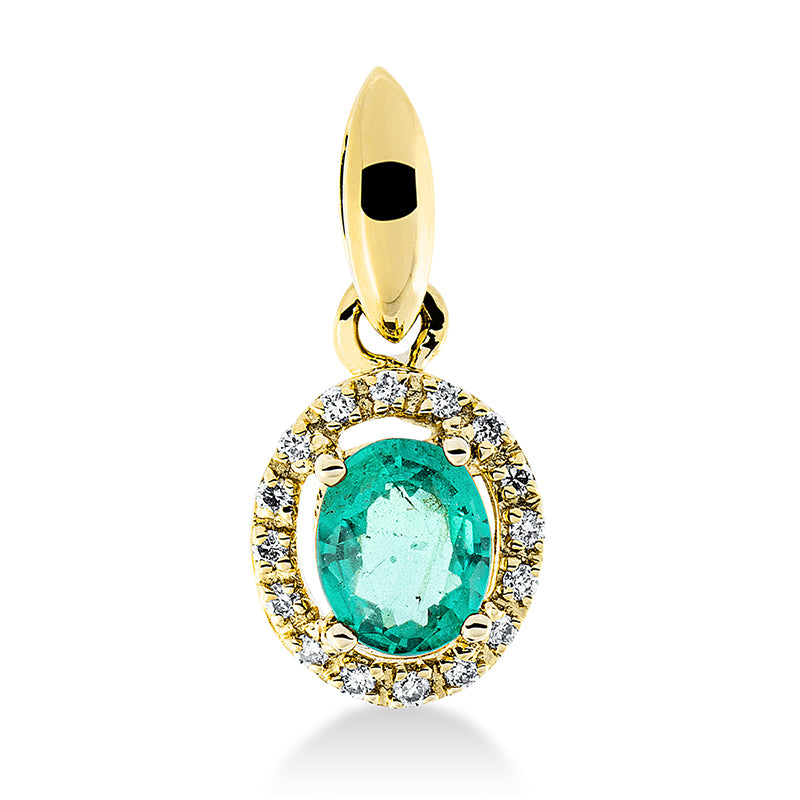 Anhänger aus Gold mit Diamanten mit Smaragd - 3G213