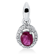 Anhänger mit Rubin  aus 750/-18 Karat Weißgold mit 16 Diamanten 0