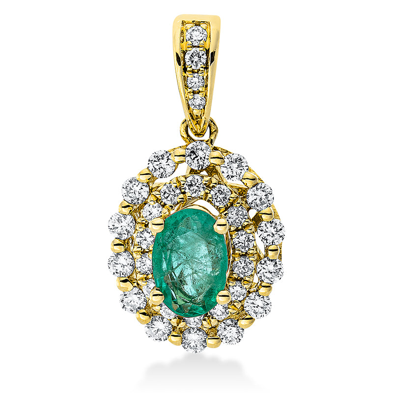 Anhänger mit Smaragd  aus 750/-18 Karat Gelbgold mit 32 Diamanten 0