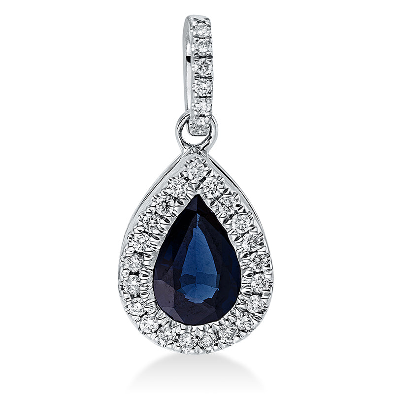 Anhänger mit Saphir  aus 750/-18 Karat Weißgold mit 27 Diamanten 0