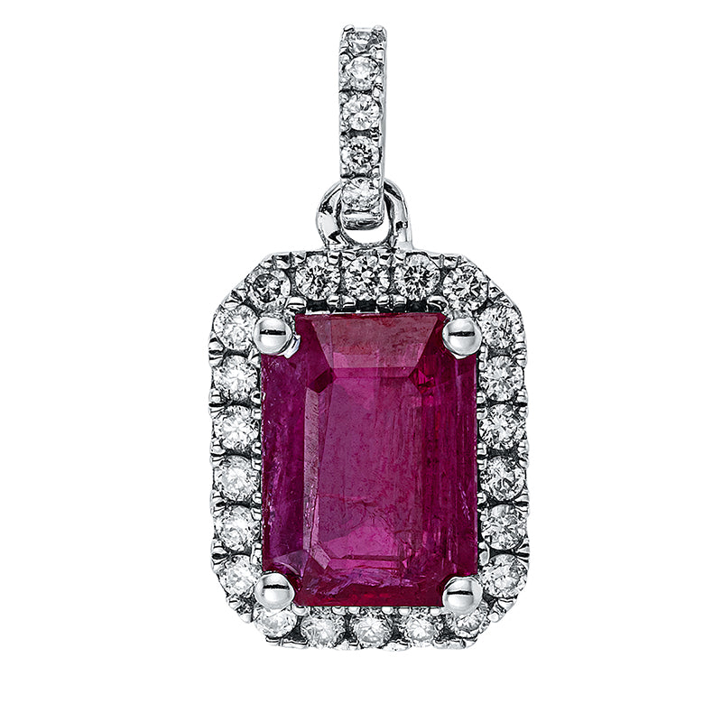 Anhänger mit Rubin  aus 750/-18 Karat Weißgold mit 27 Diamanten 0