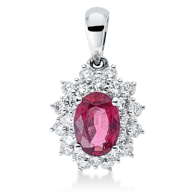 Anhänger mit Rubin  aus 750/-18 Karat Weißgold mit 24 Diamanten 0