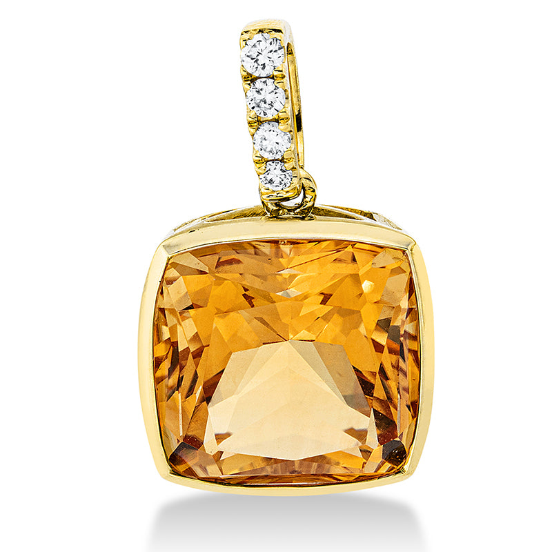 Anhänger mit Citrin  aus 750/-18 Karat Gelbgold mit 4 Diamanten 0