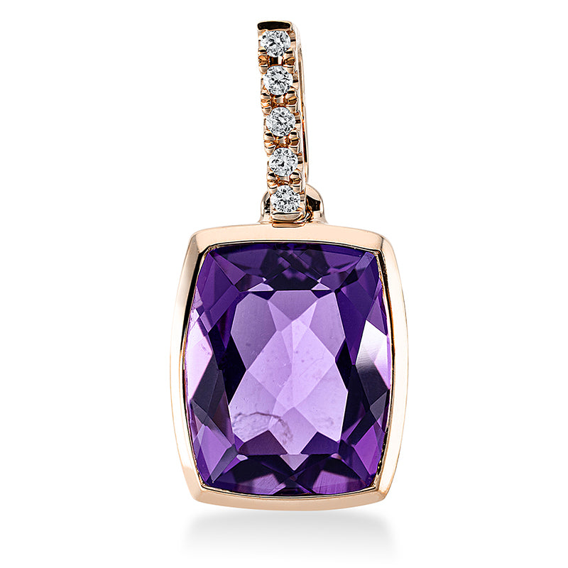 Anhänger mit Amethyst  aus 750/-18 Karat Rotgold mit 5 Diamanten 0