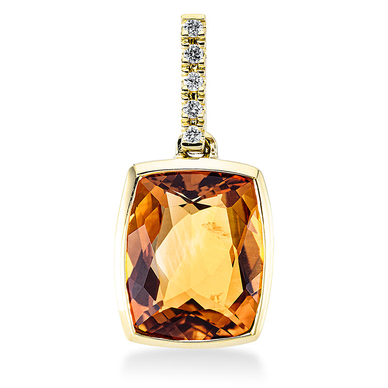 Anhänger mit Citrin  aus 750/-18 Karat Gelbgold mit 5 Diamanten 0