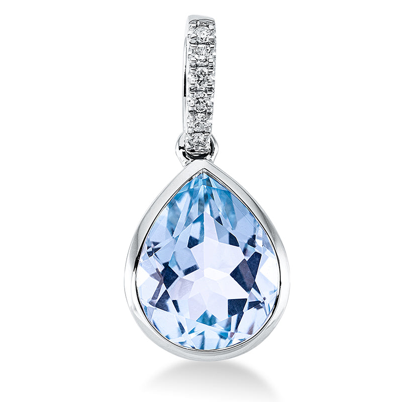 Anhänger mit Topas  aus 750/-18 Karat Weißgold mit 6 Diamanten 0
