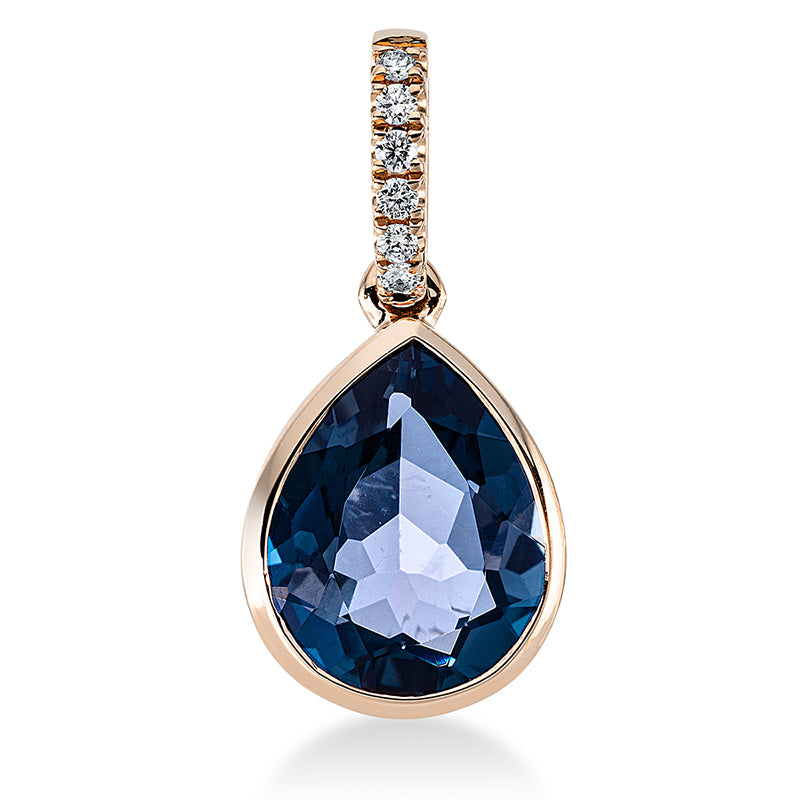 Anhänger mit Topas  aus 750/-18 Karat Rotgold mit 6 Diamanten 0
