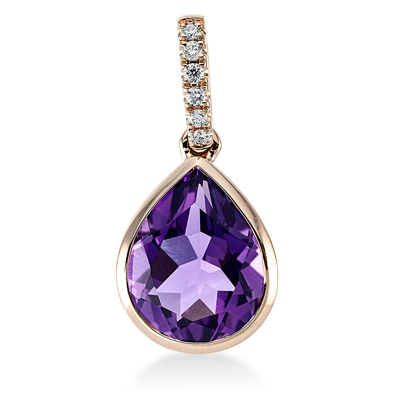 Anhänger mit Amethyst  aus 750/-18 Karat Rotgold mit 6 Diamanten 0