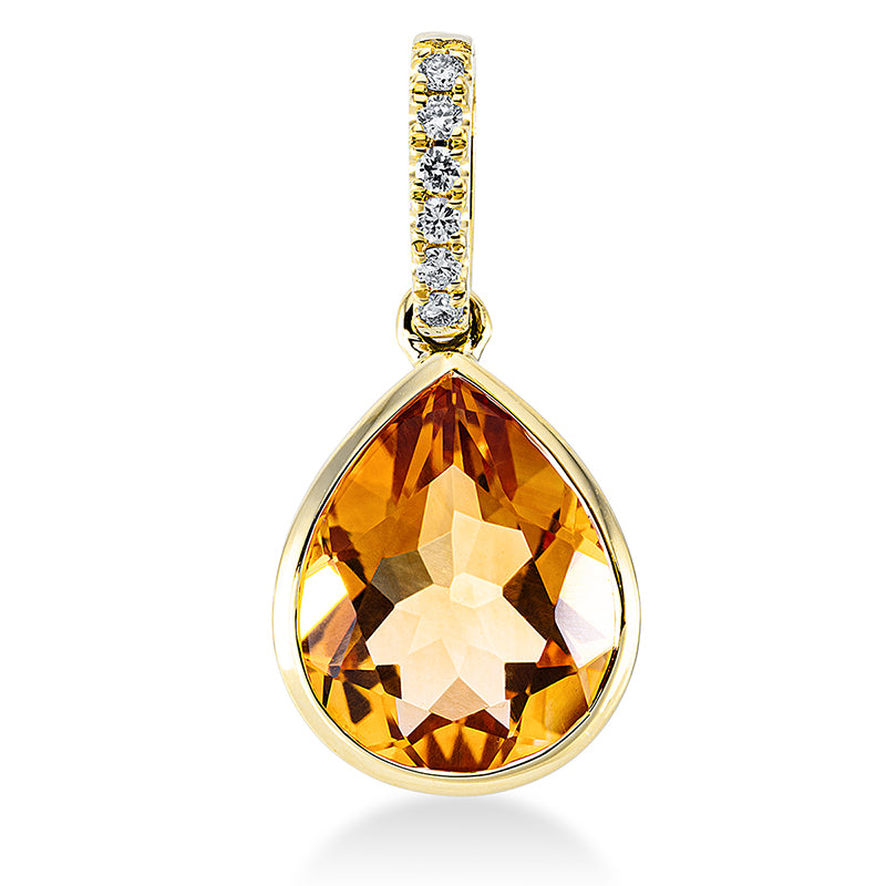 Anhänger mit Citrin  aus 750/-18 Karat Gelbgold mit 6 Diamanten 0