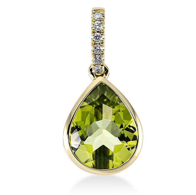 Anhänger mit Peridot  aus 750/-18 Karat Gelbgold mit 6 Diamanten 0