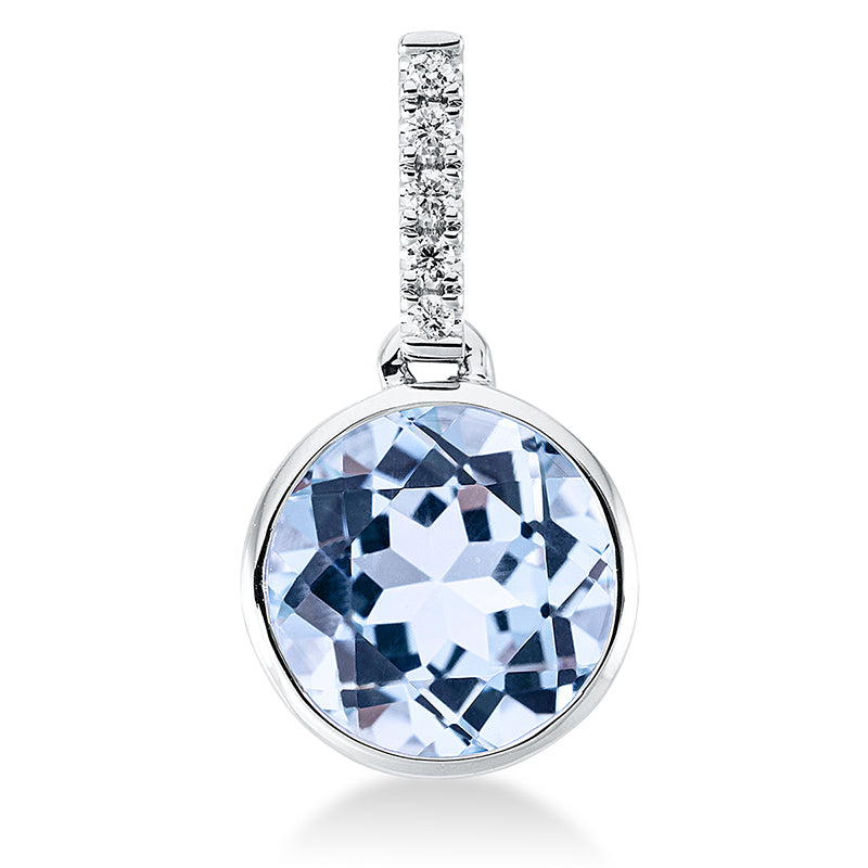Anhänger mit Topas  aus 750/-18 Karat Weißgold mit 5 Diamanten 0