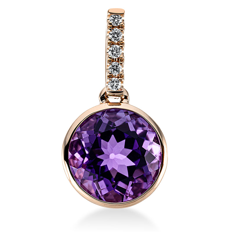 Anhänger mit Amethyst  aus 750/-18 Karat Rotgold mit 5 Diamanten 0
