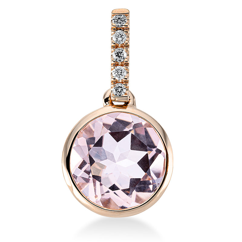 Anhänger mit Morganit  aus 750/-18 Karat Rotgold mit 5 Diamanten 0