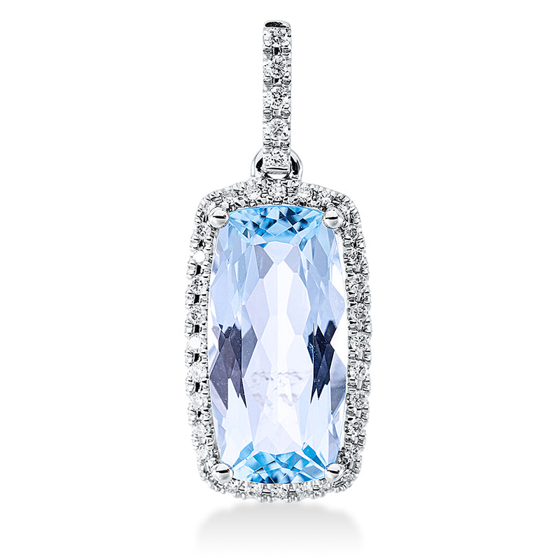 Anhänger mit Topas  aus 750/-18 Karat Weißgold mit 37 Diamanten 0