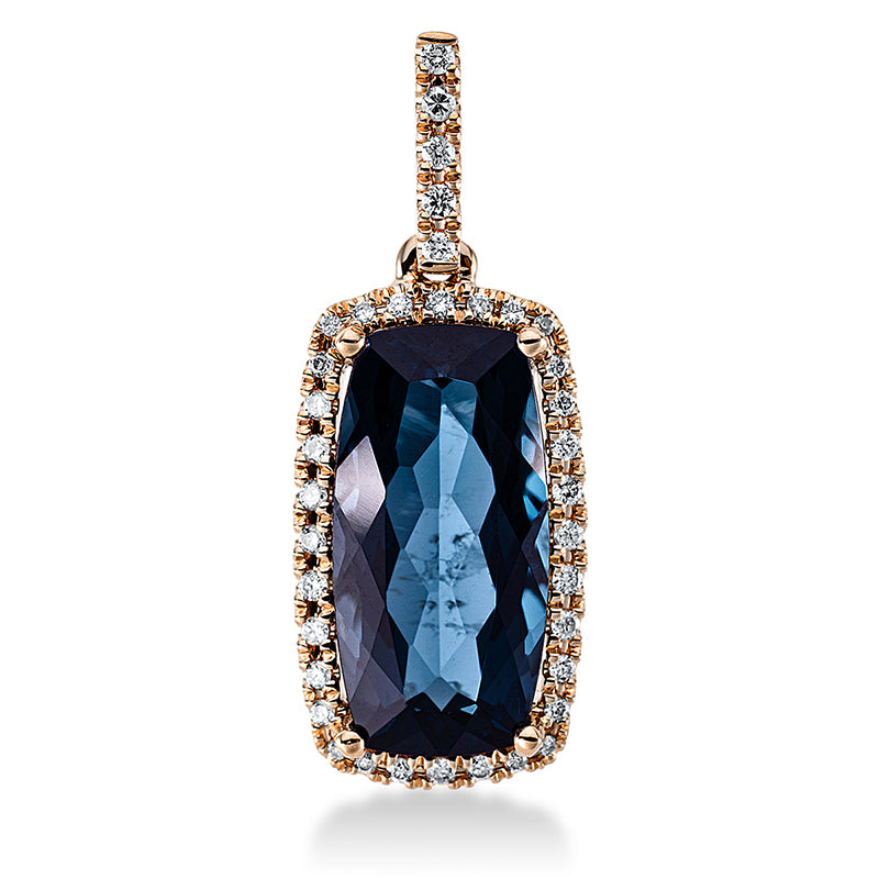 Anhänger mit Topas  aus 750/-18 Karat Rotgold mit 37 Diamanten 0